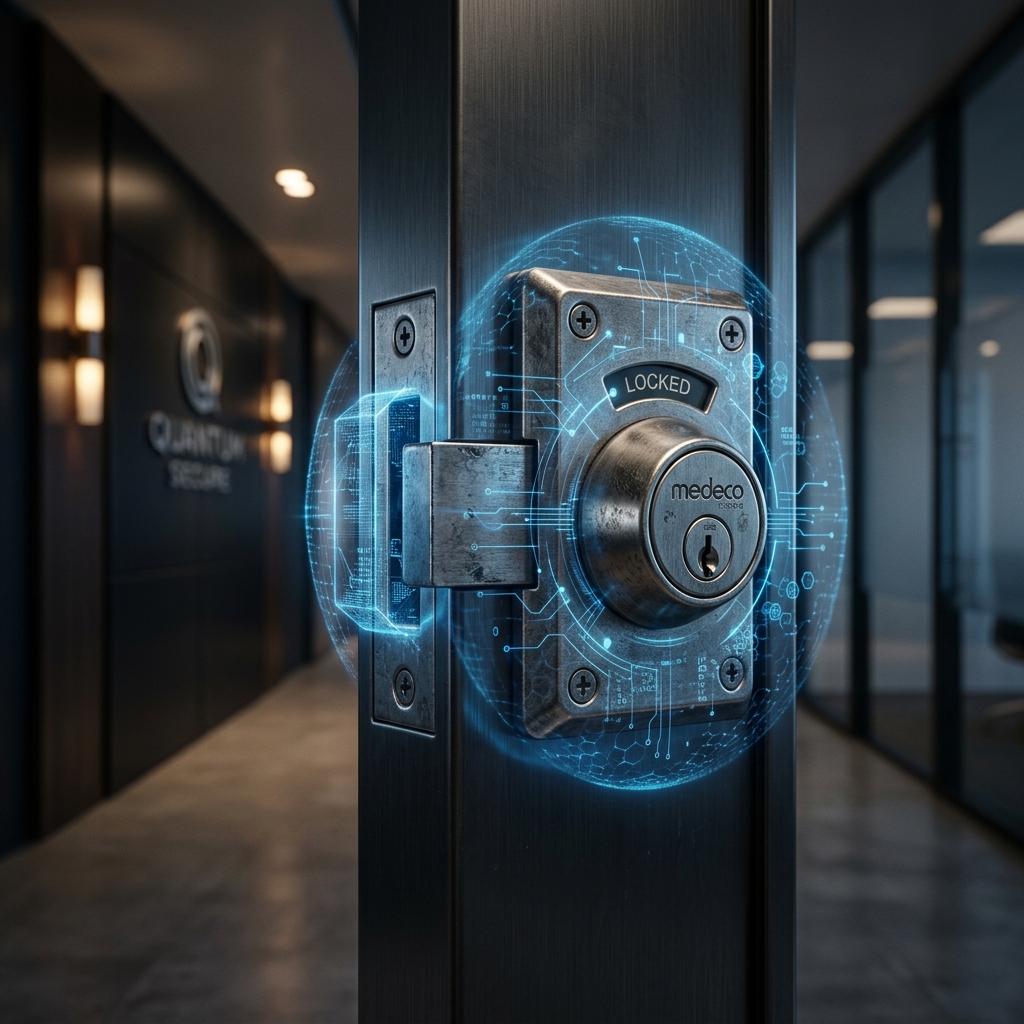 Bombín de seguridad con protección antibumping, antiganzúa y antitaladro instalado en una puerta