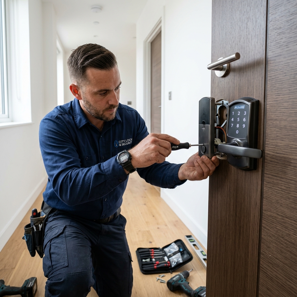 Instalación de una cerradura electrónica en una vivienda